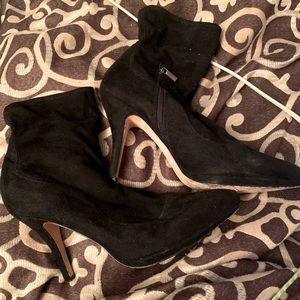 Black suede ankle sock booties l